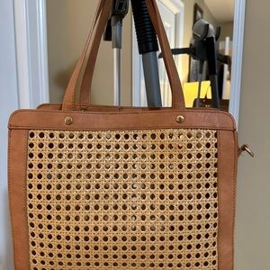 Rattan crossbody/shoulder bag with matching wallet.